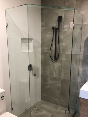 hinged frameless shower screen